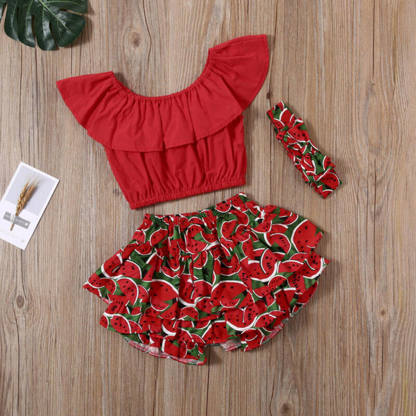 Sweet Baby Girl Ruffle Watermelon and Pineapple Set